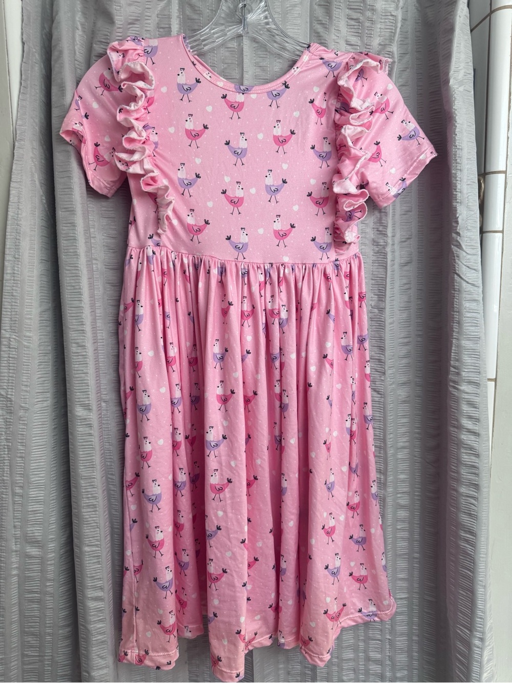 Mila & Rose Girls Pink Chicken Print Dress 9/10